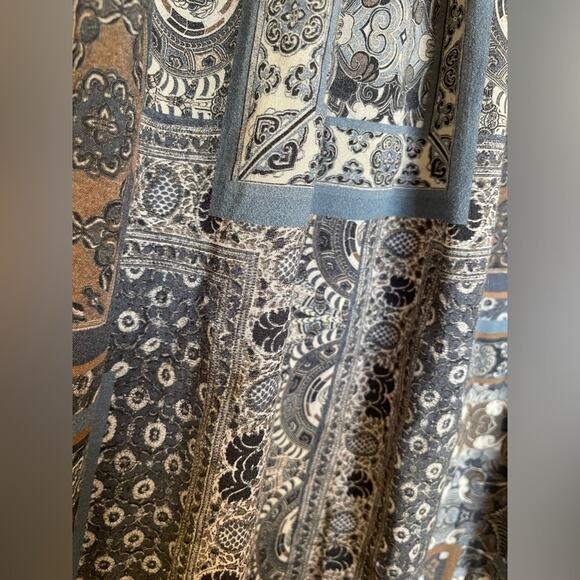 W by Worth Boho Y2K Style Printed Gray Strapless Smocked Top Midi Dress Skirt 4 - Picture 6 of 6